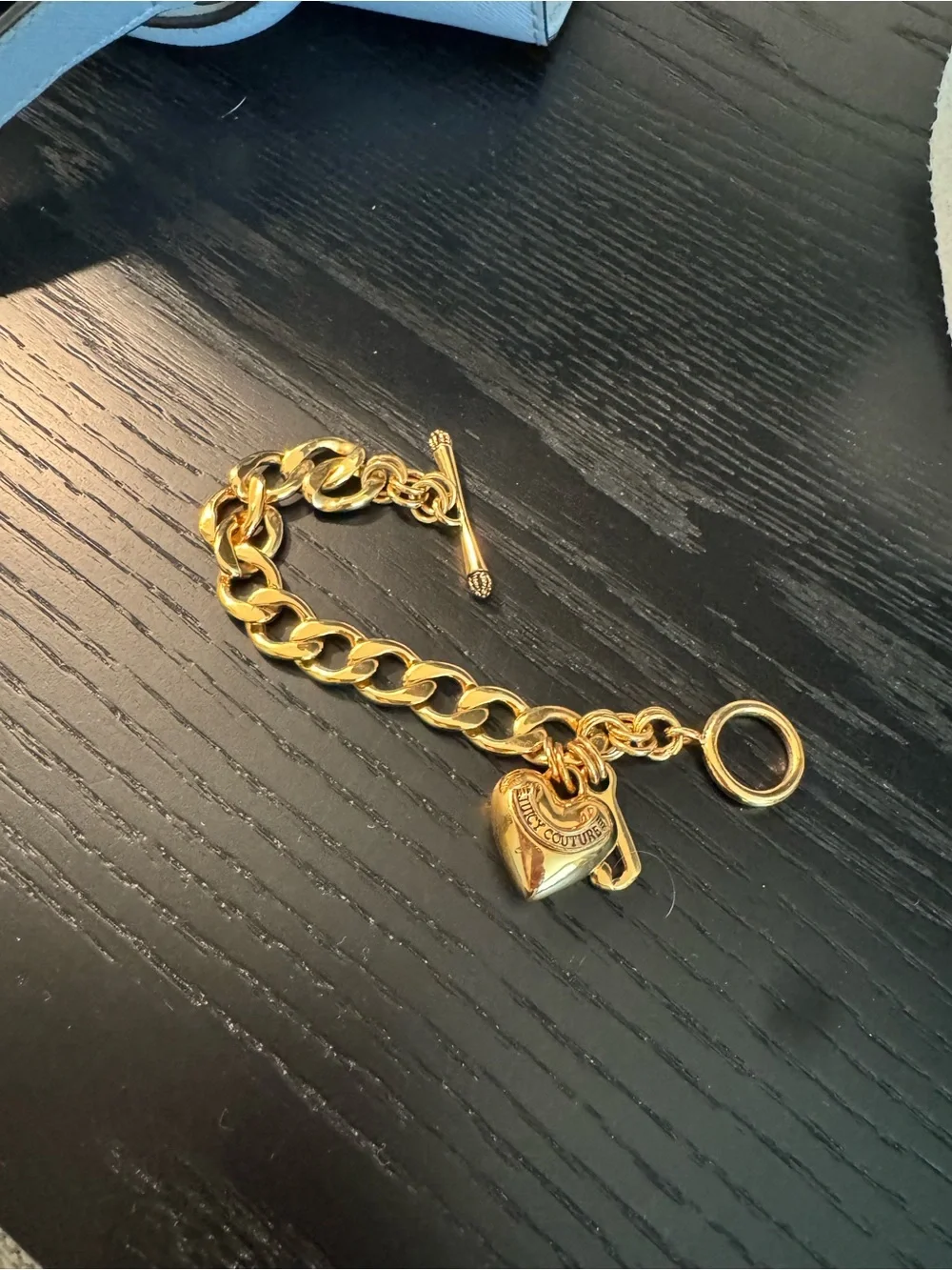 Juicy Couture Gold-Tone Heart Charm Toggle Bracelet